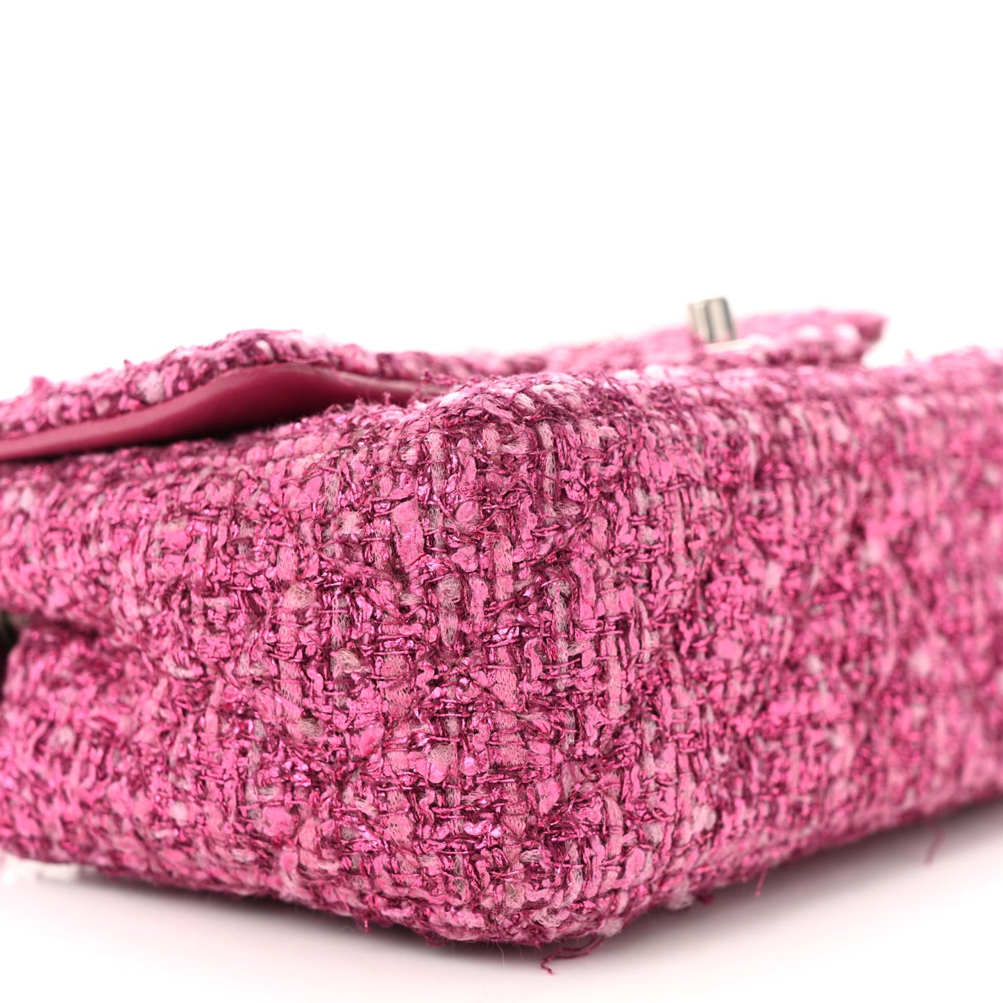 Metallic Tweed Quilted Mini Rectangular Flap Pink