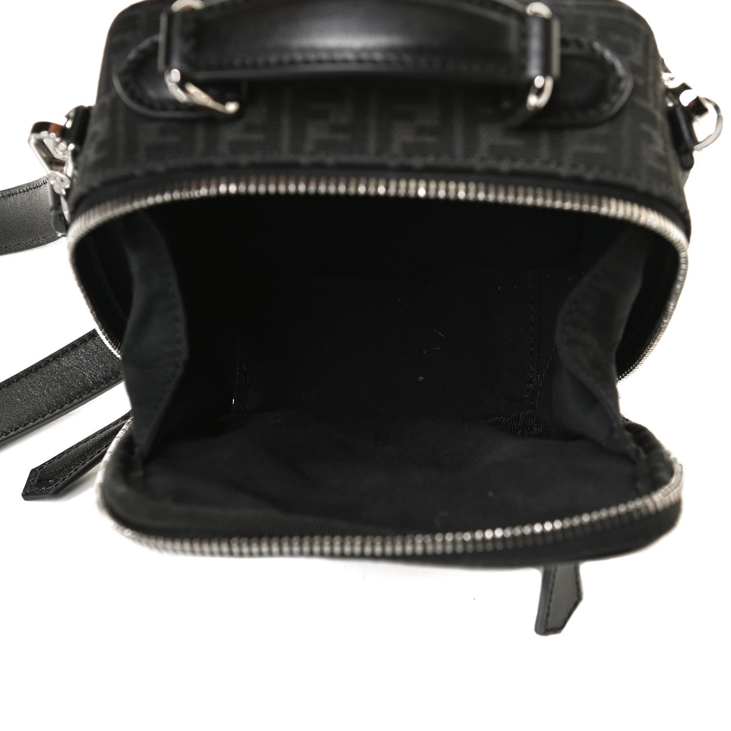 Fendi Recycled Fabric Jacquard Vitello Astro Micro FF Mini Trolley Bag Asfalto Black 5 of 15