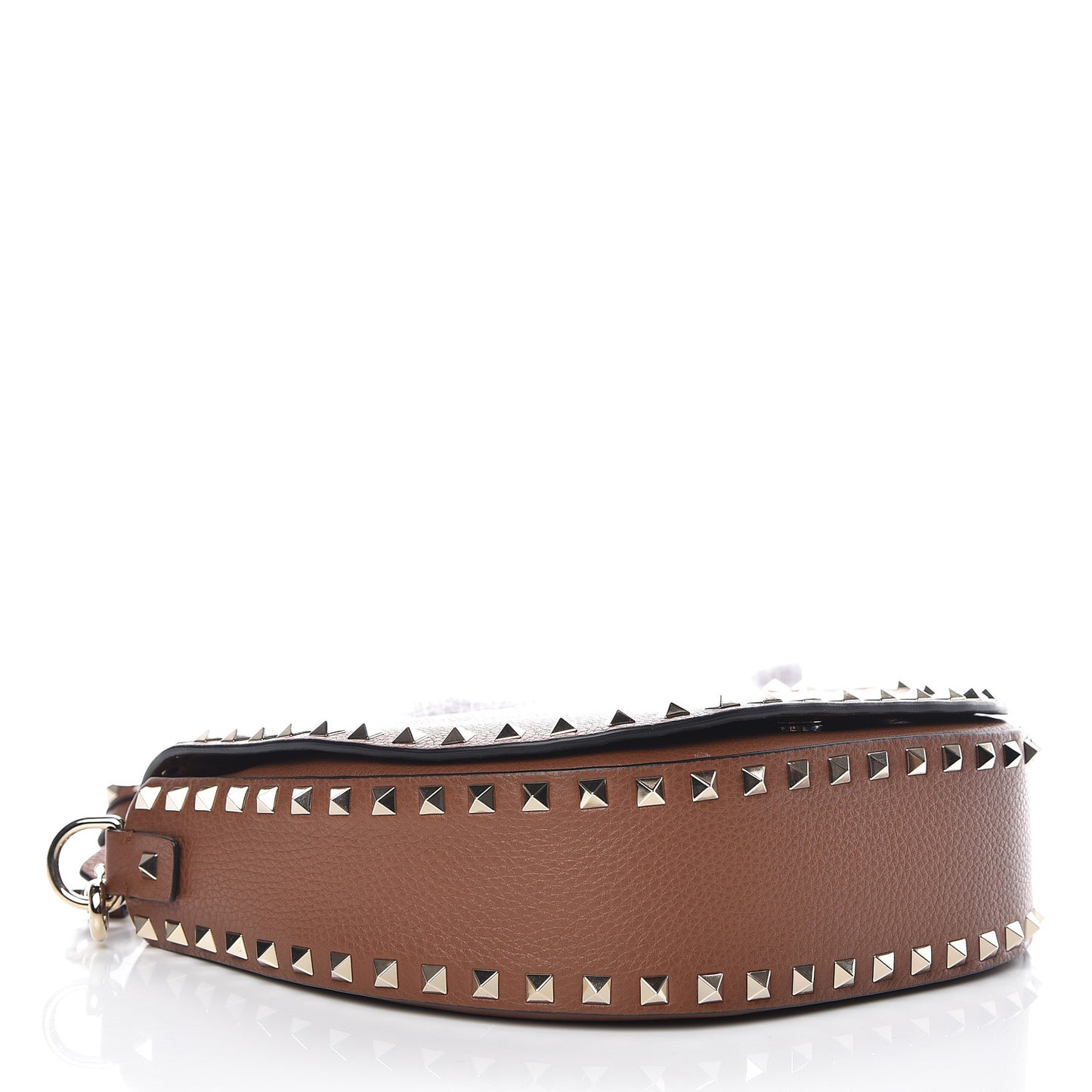 Calfskin Large Rockstud Halfmoon Saddle Bag Tan