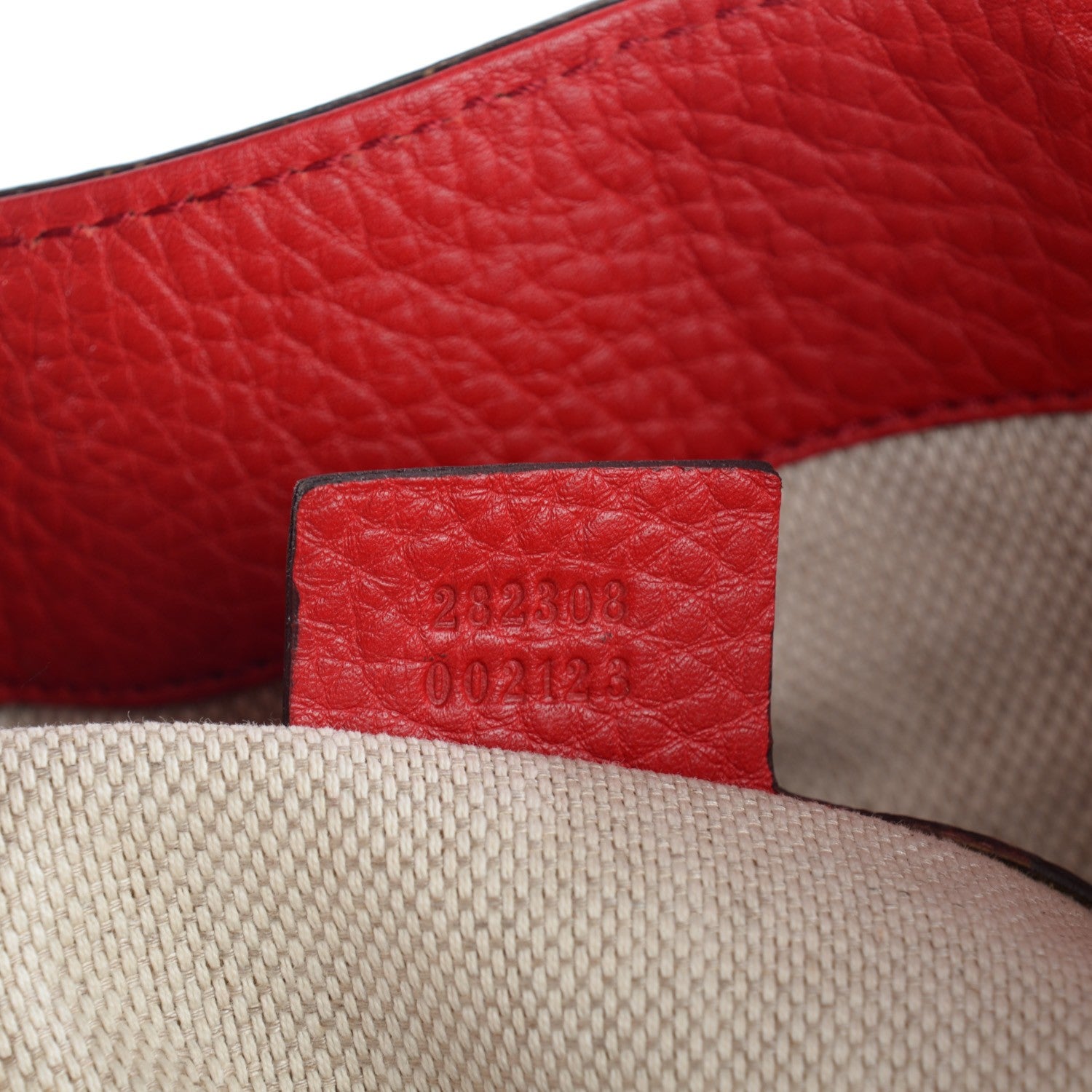 Gucci Pebbled Calfskin Large Soho Shoulder Bag Red 6 of 7