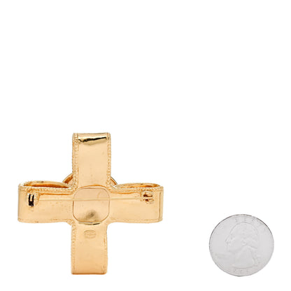 Chanel CC Cross Brooch Gold 2 of 3