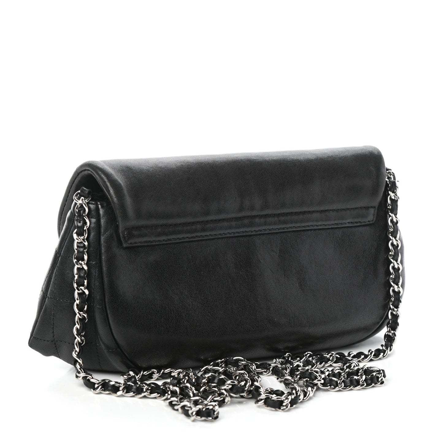 Lambskin Half Moon Wallet On Chain WOC Black
