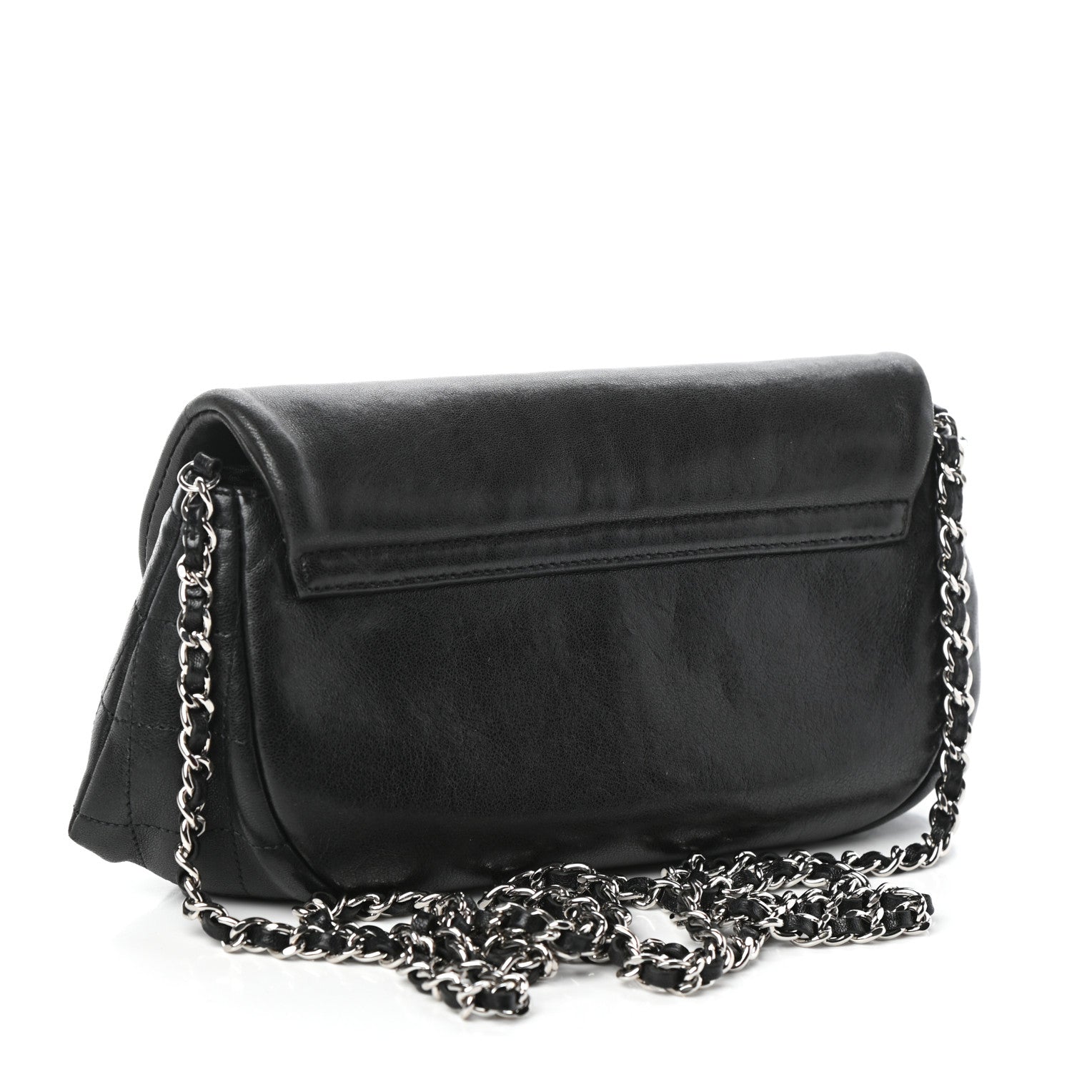 Chanel Lambskin Half Moon Wallet On Chain WOC Black 3 of 11