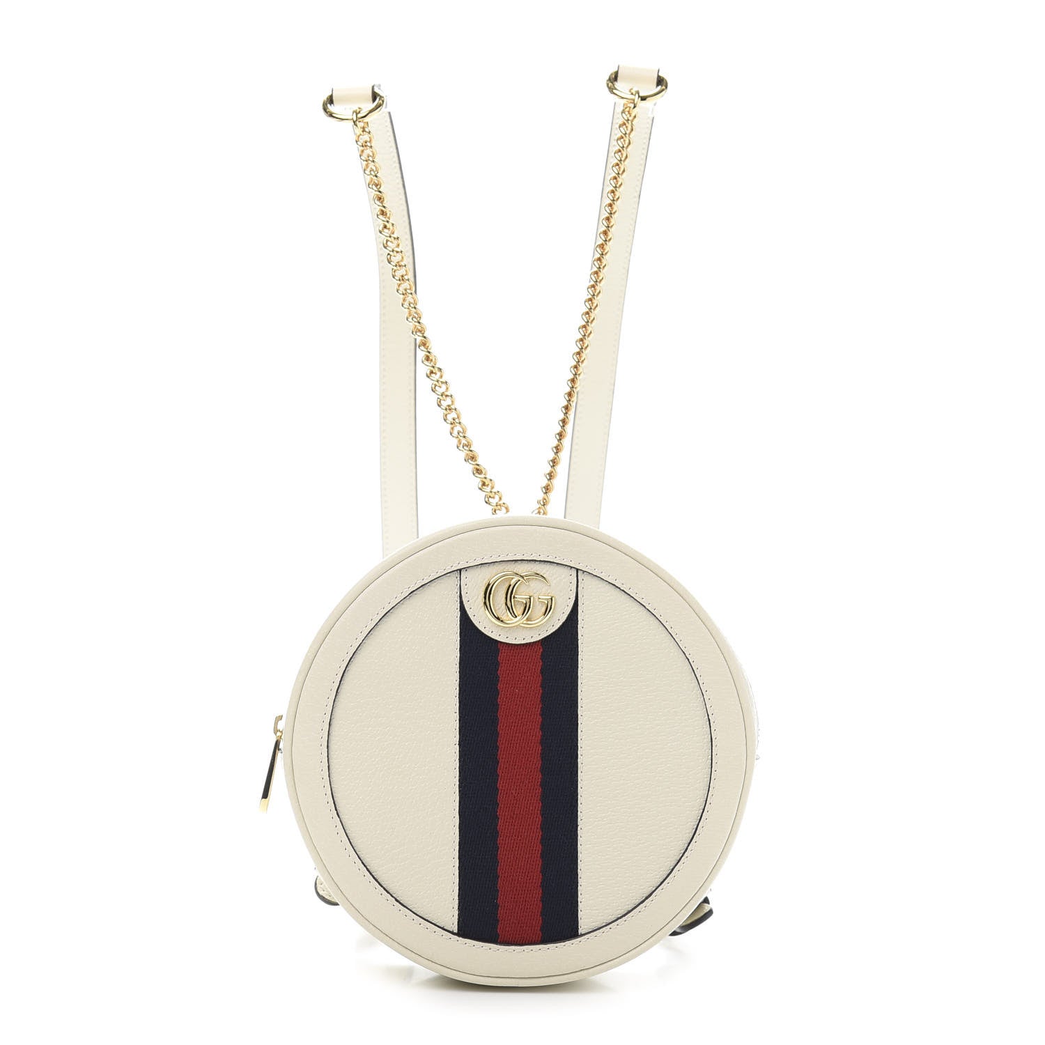 Gucci Textured Calfskin Web Mini Ophidia Round Backpack Mystic White 1 of 10
