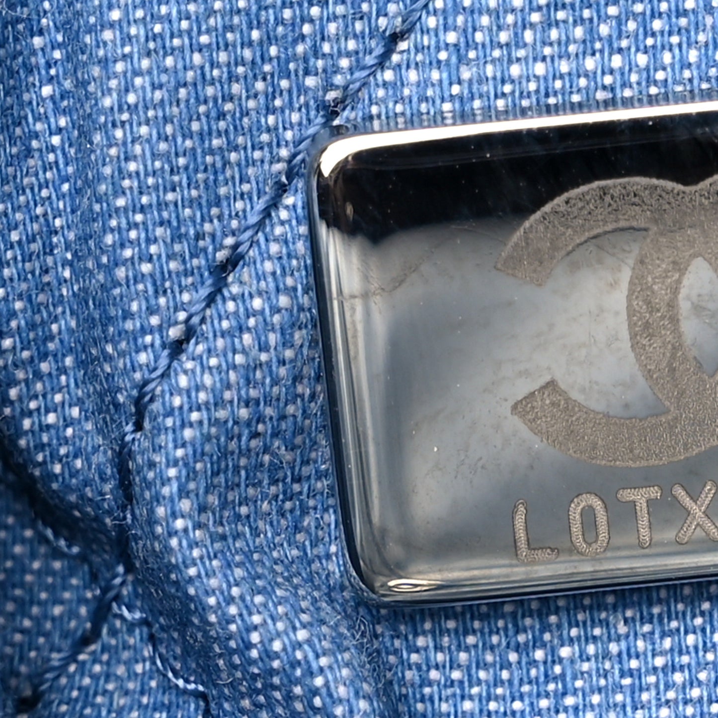 Denim Quilted Small Chanel 22 Blue