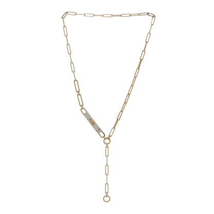 Hermes 18K Yellow Gold Diamond Pave PM Kelly Chaine Lariat Necklace ST 2 of 6
