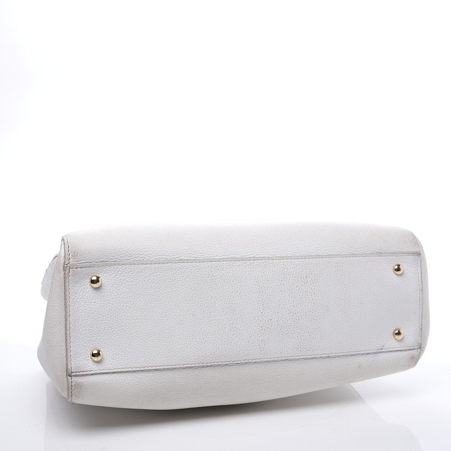 Grained Calfskin Small Neo Executive Shopper Tote White