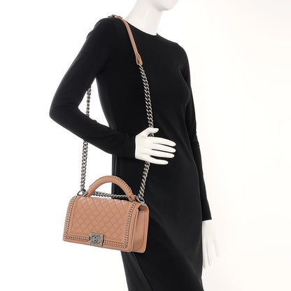 Chanel Calfskin Quilted Medium Boy Top Handle Flap Brown 2 of 11
