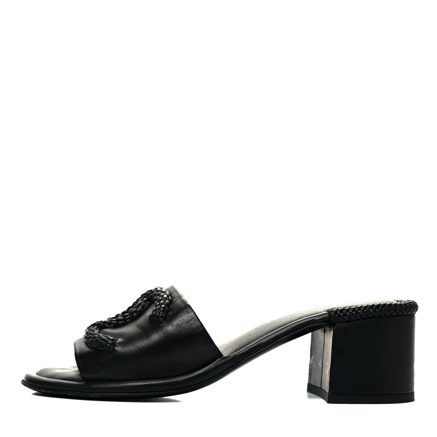 Lambskin CC Braided Mules 36 Black
