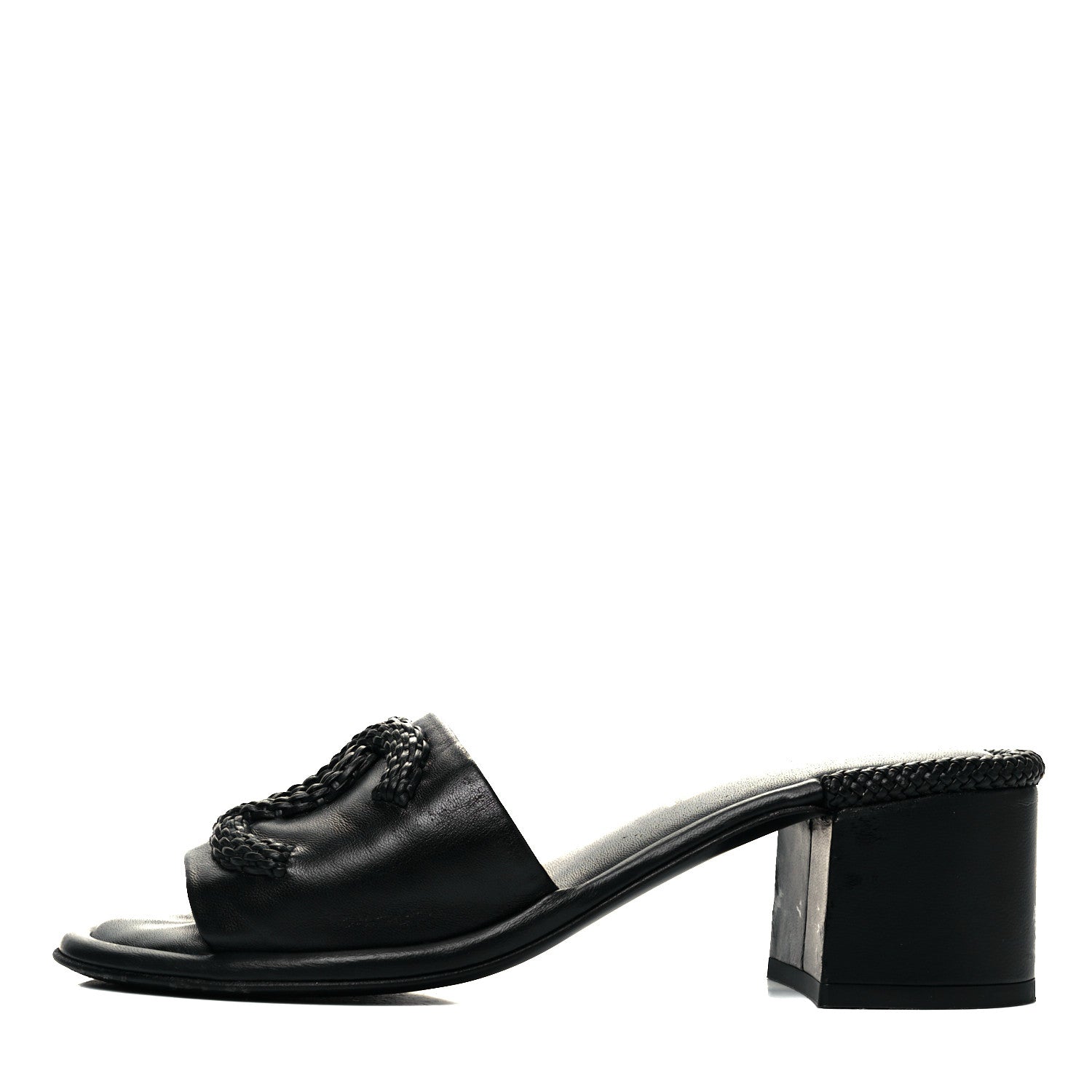 Chanel Lambskin CC Braided Mules 36 Black 1 of 7