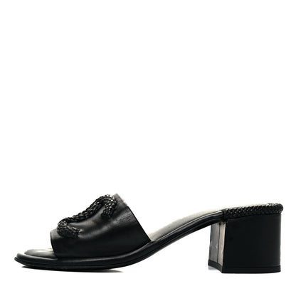 Chanel Lambskin CC Braided Mules 36 Black 1 of 7