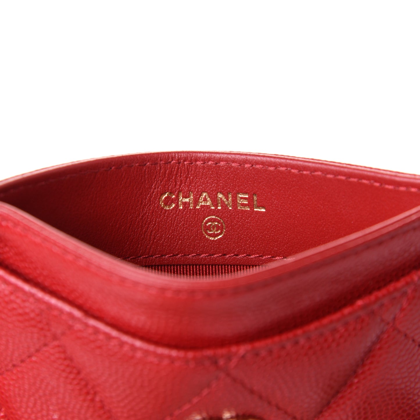 Caviar Quilted Card Holder Red