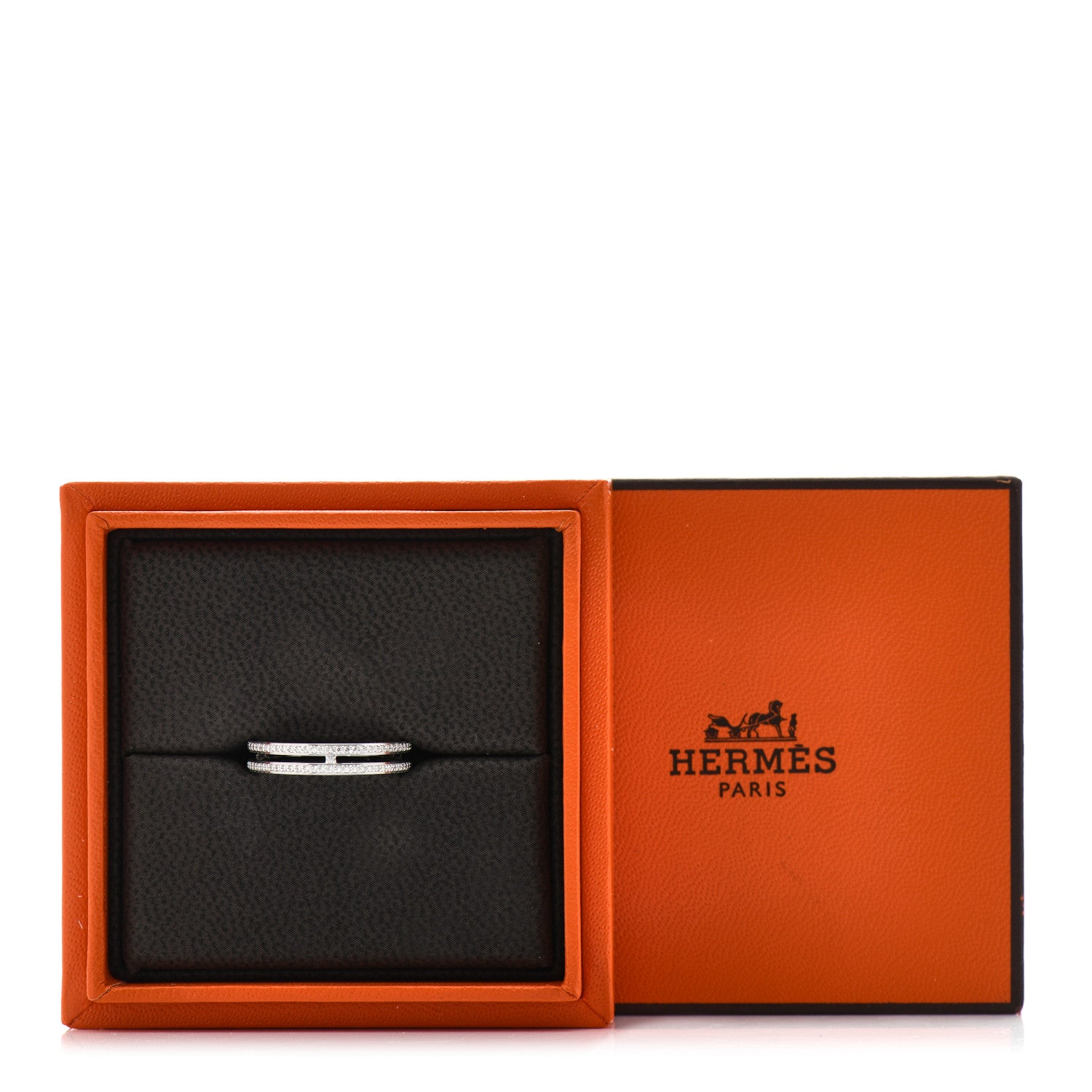 Hermes 18K White Gold Diamond Ariane Wedding Band Ring 54 7 5 of 5