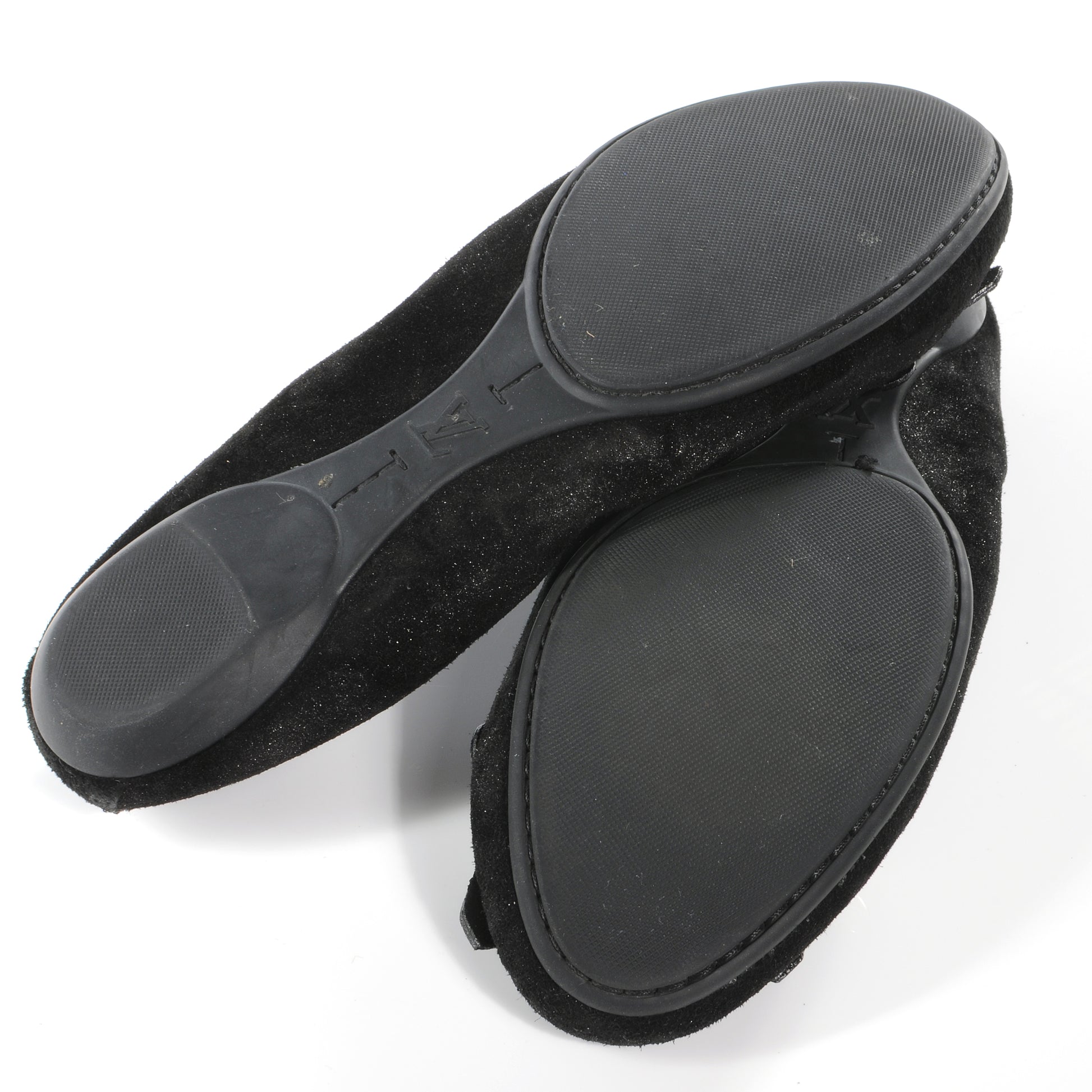 Louis Vuitton Suede Shimmer Whisper Flats 38 Black 4 of 8