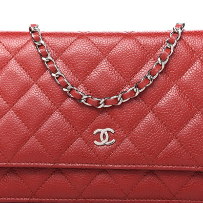 Chanel Caviar Quilted Wallet On Chain WOC Red 11 of 12