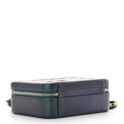 Chanel Iridescent Caviar Quilted Medium CC Filigree Vanity Case Dark Turquoise 4 of 10