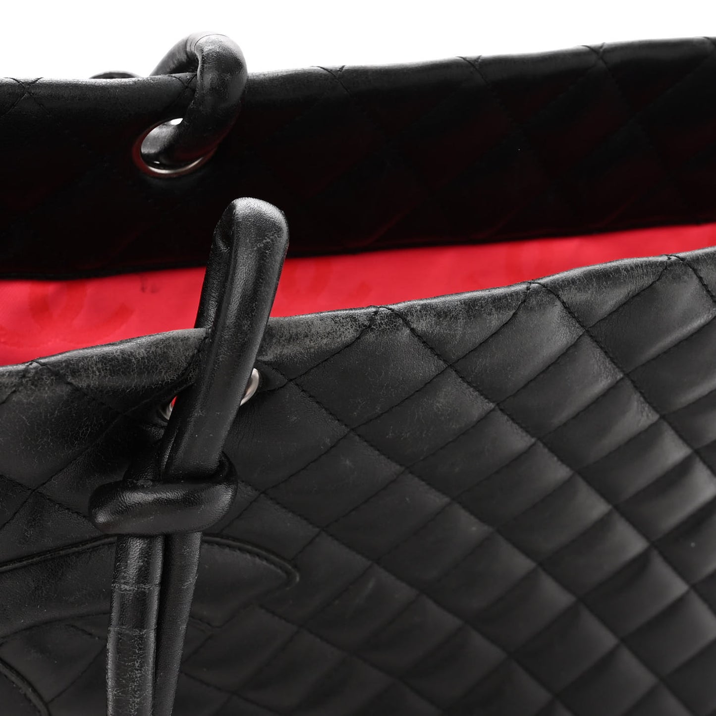 Calfskin Quilted Large Cambon Tote Black