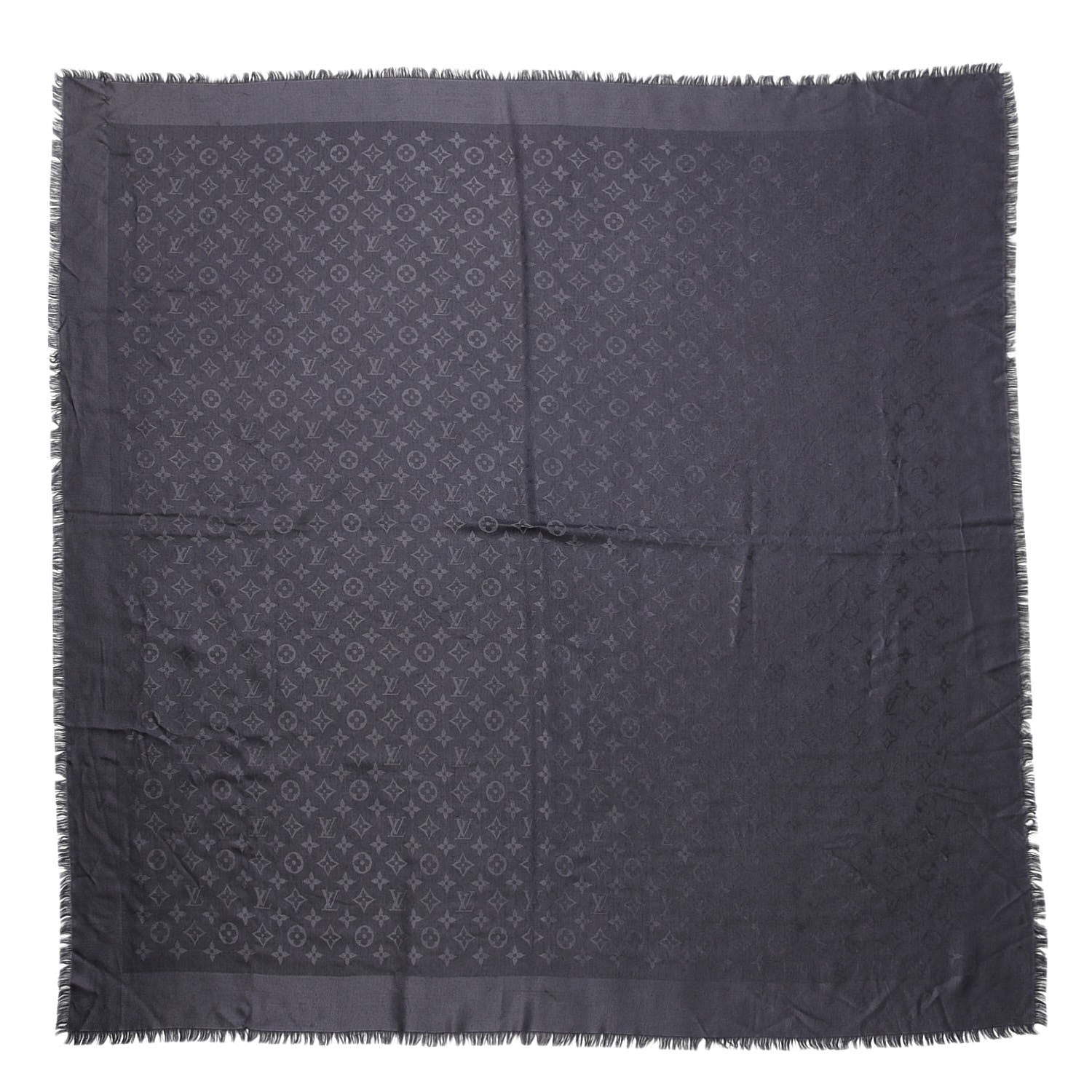 Louis Vuitton Wool Silk Monogram Shawl Anthracite 1 of 5