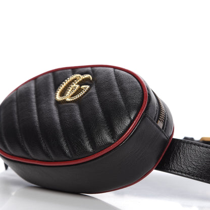 Gucci Azalea Calfskin Matelasse Diagonal Torchon GG Marmont Belt Bag 85 34 Black Romantic Cerise 7 of 10