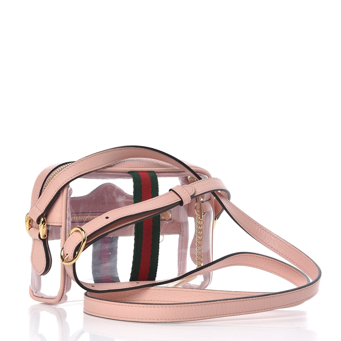 Vinyl Web Mini Ophidia Transparent Shoulder Bag Perfect Pink