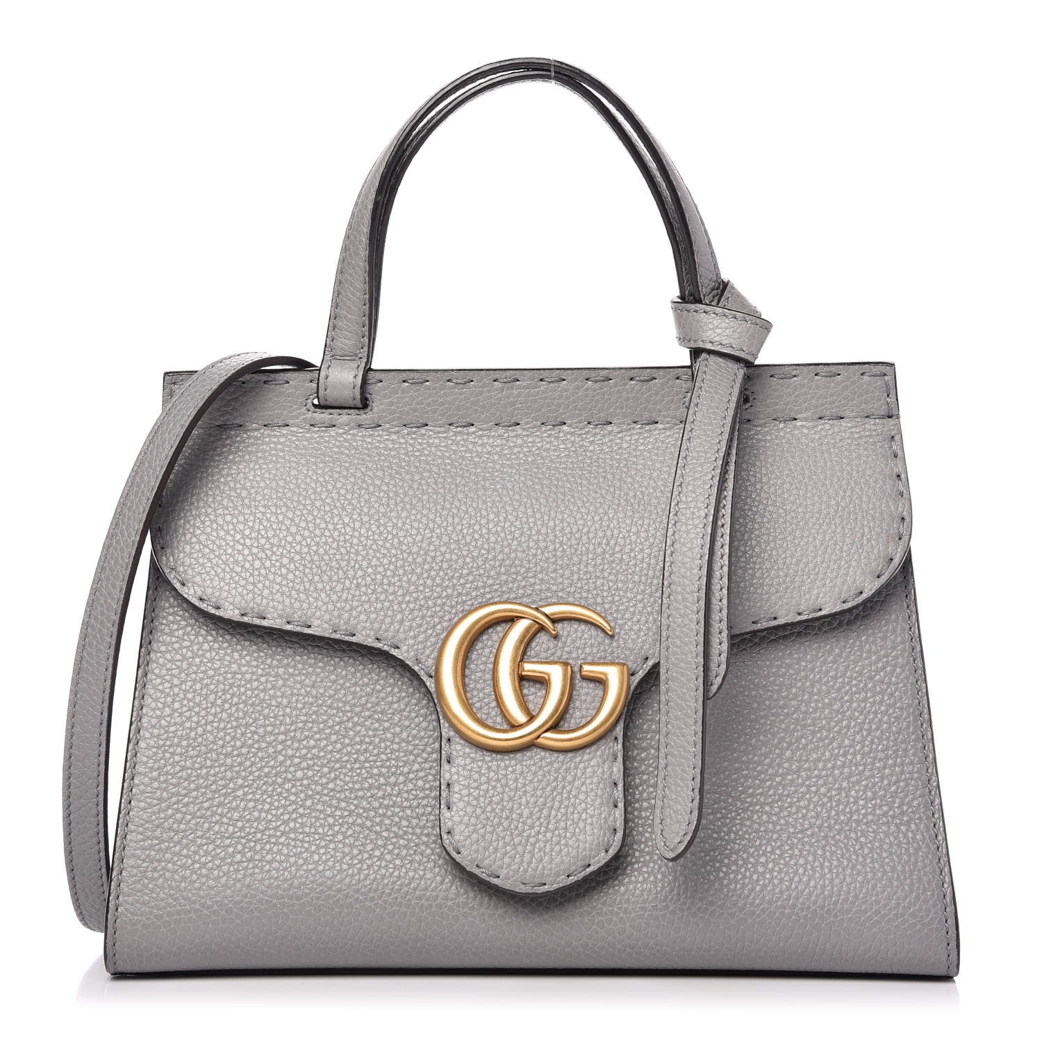 Gucci Cellarius Calfskin Mini GG Marmont Top Handle Bag Deep Grey 1 of 10