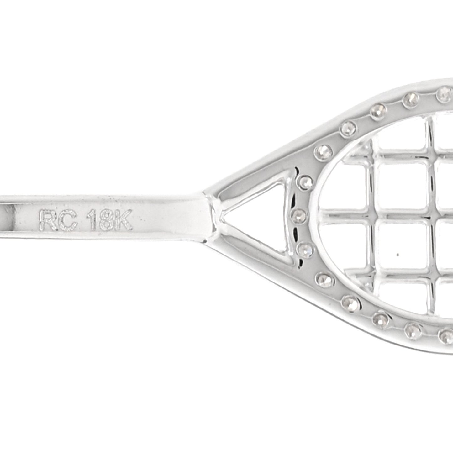 18K White Gold Diamond Tiny Treasures Tennis Racket Pendant Necklace