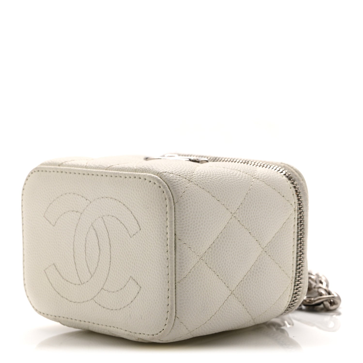 Chanel Caviar Quilted Enamel Coco Mini Vanity Case With Chain White 11 of 11