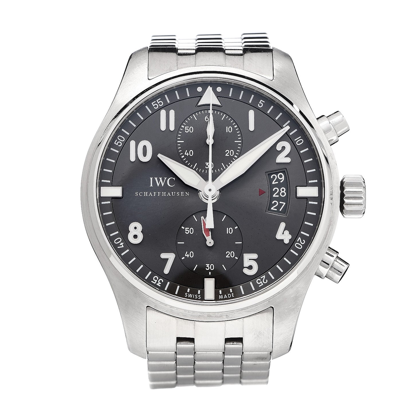 Stainless Steel 43mm Spitfire Chronograph Automatic Watch Slate IWC387804