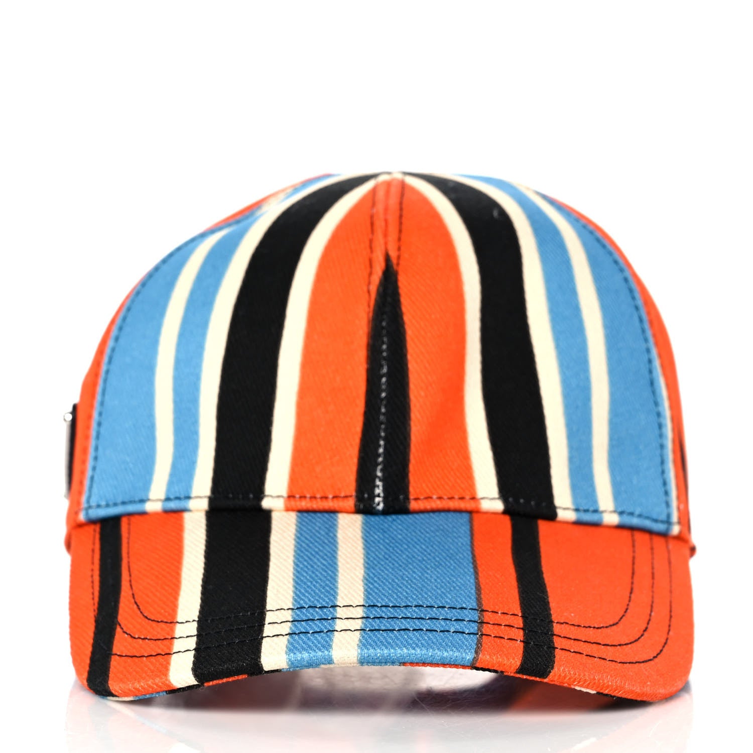 Prada Drill Nylon Striped Womens Baseball Cap M Arancio 3 of 7