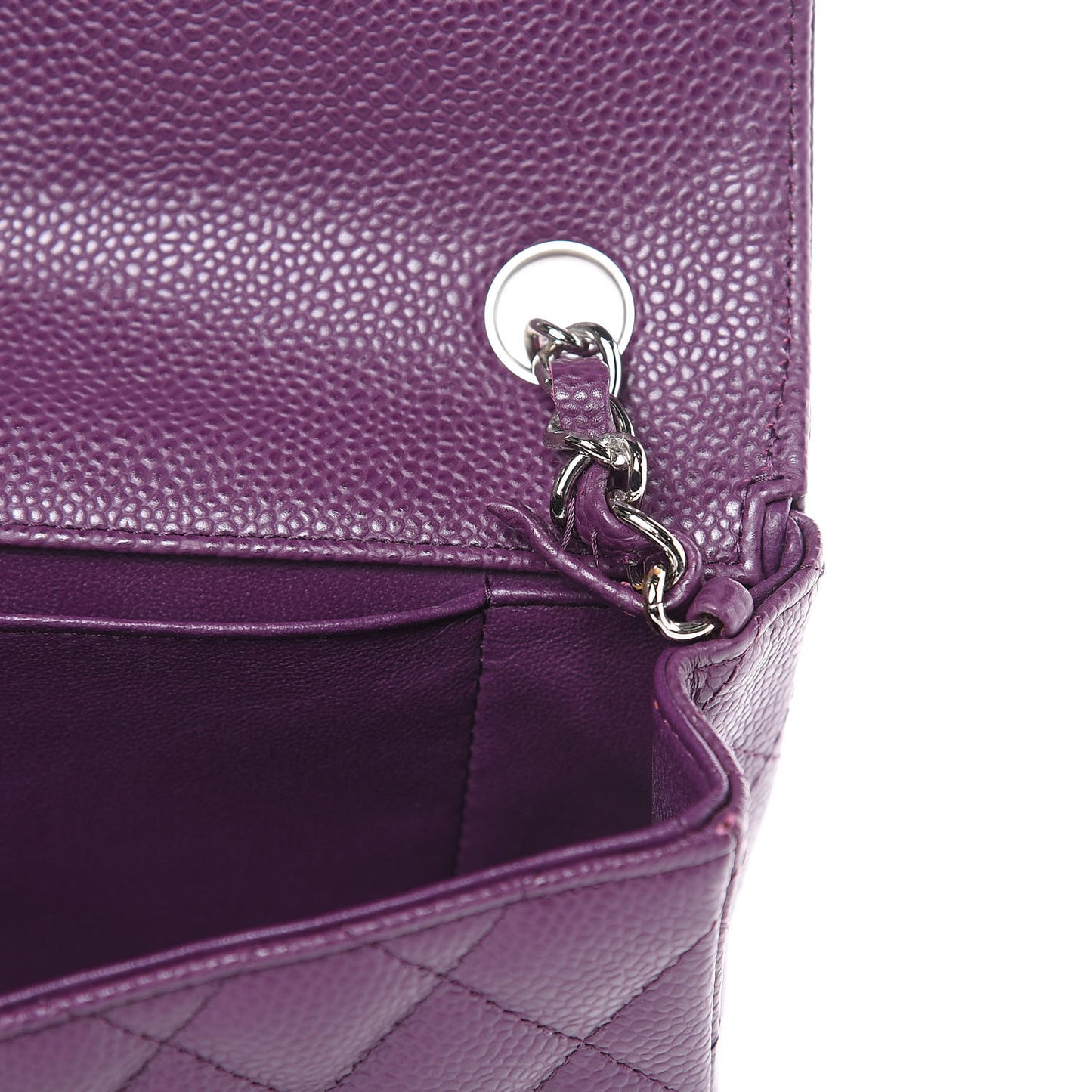 Caviar Quilted East West Flap Purple