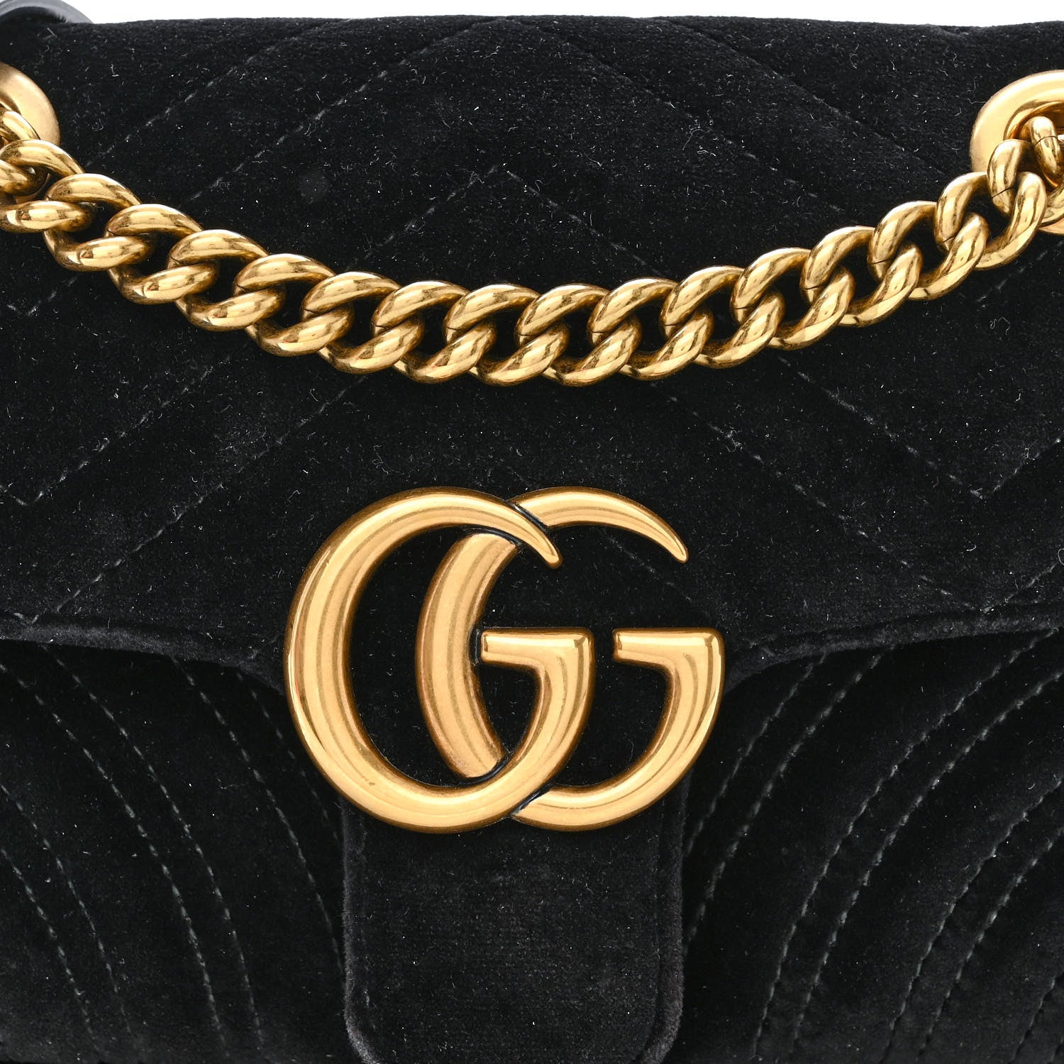 Gucci Velvet Matelasse Mini GG Marmont Shoulder Bag Black 10 of 13