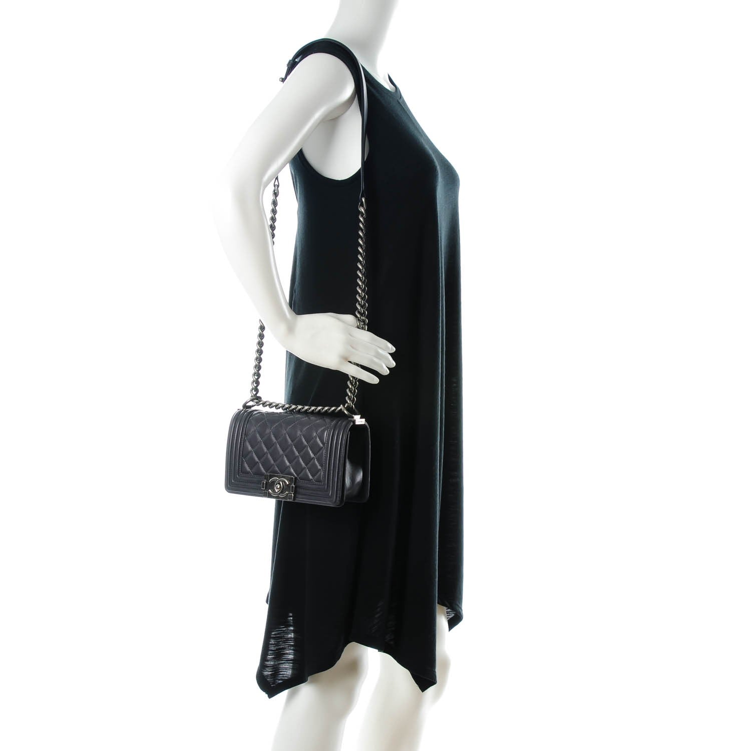 Chanel Lambskin Quilted Small Boy Flap Dark Grey 2 of 9