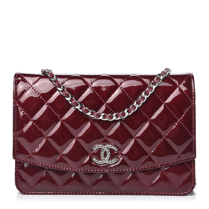 Chanel Patent Quilted Brilliant Wallet On Chain WOC Red 1 of 12