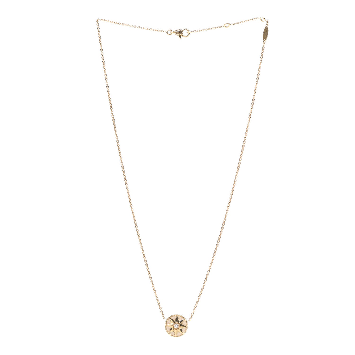 Christian Dior 18K Yellow Gold Diamond Mother of Pearl Rose Des Vents Necklace 3 of 5
