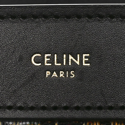 Celine Calfskin Lambskin Canvas Jacquard Floral Nano Luggage Black 6 of 9