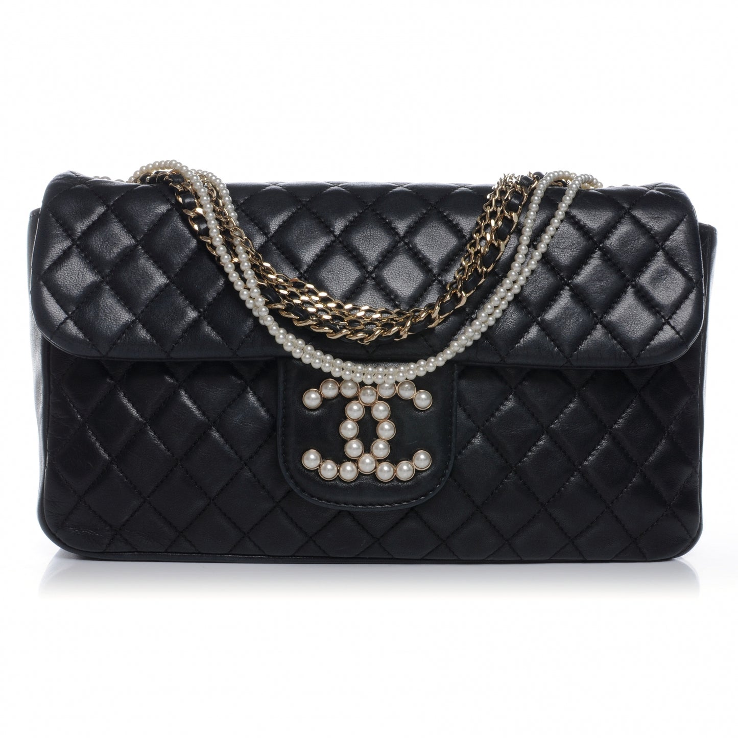 Lambskin Medium Westminster Pearl Flap Black