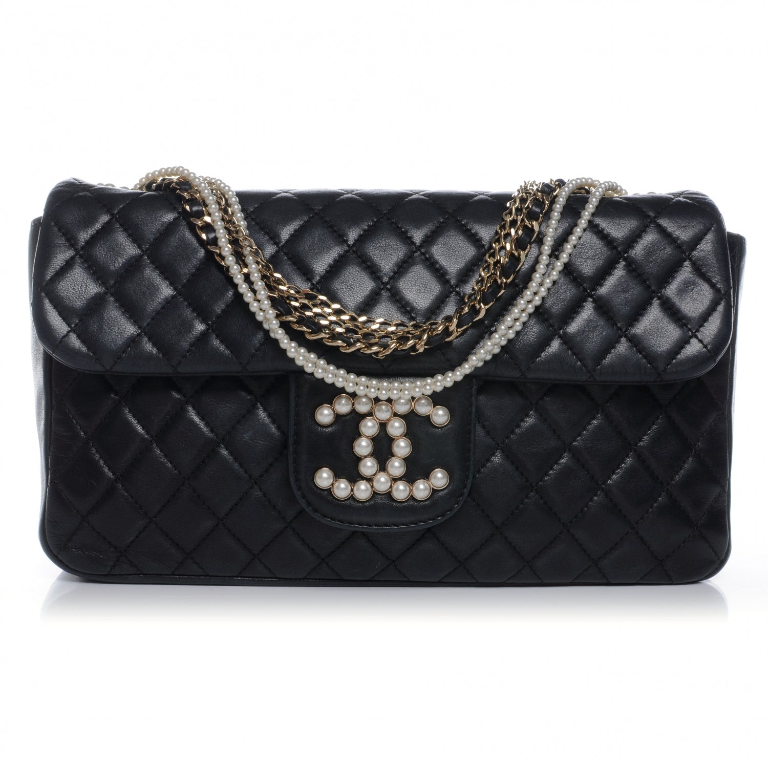 Chanel Lambskin Medium Westminster Pearl Flap Black 1 of 7