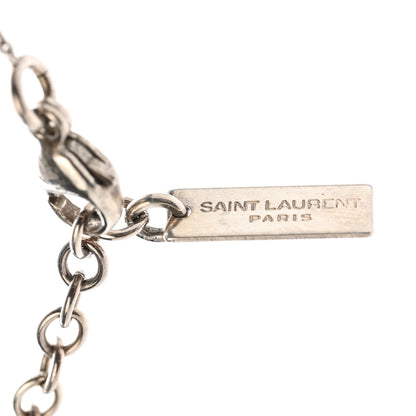 Saint Laurent Brass Triangle Pendant Long Necklace Oxidized Silver 5 of 6