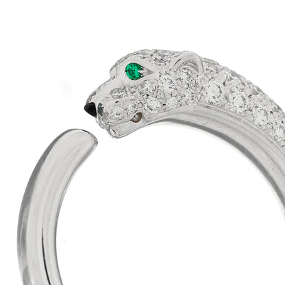 Cartier 18K White Gold Diamond Black Onyx Emerald Panthere De Cartier Ring 55 7.25 5 of 9