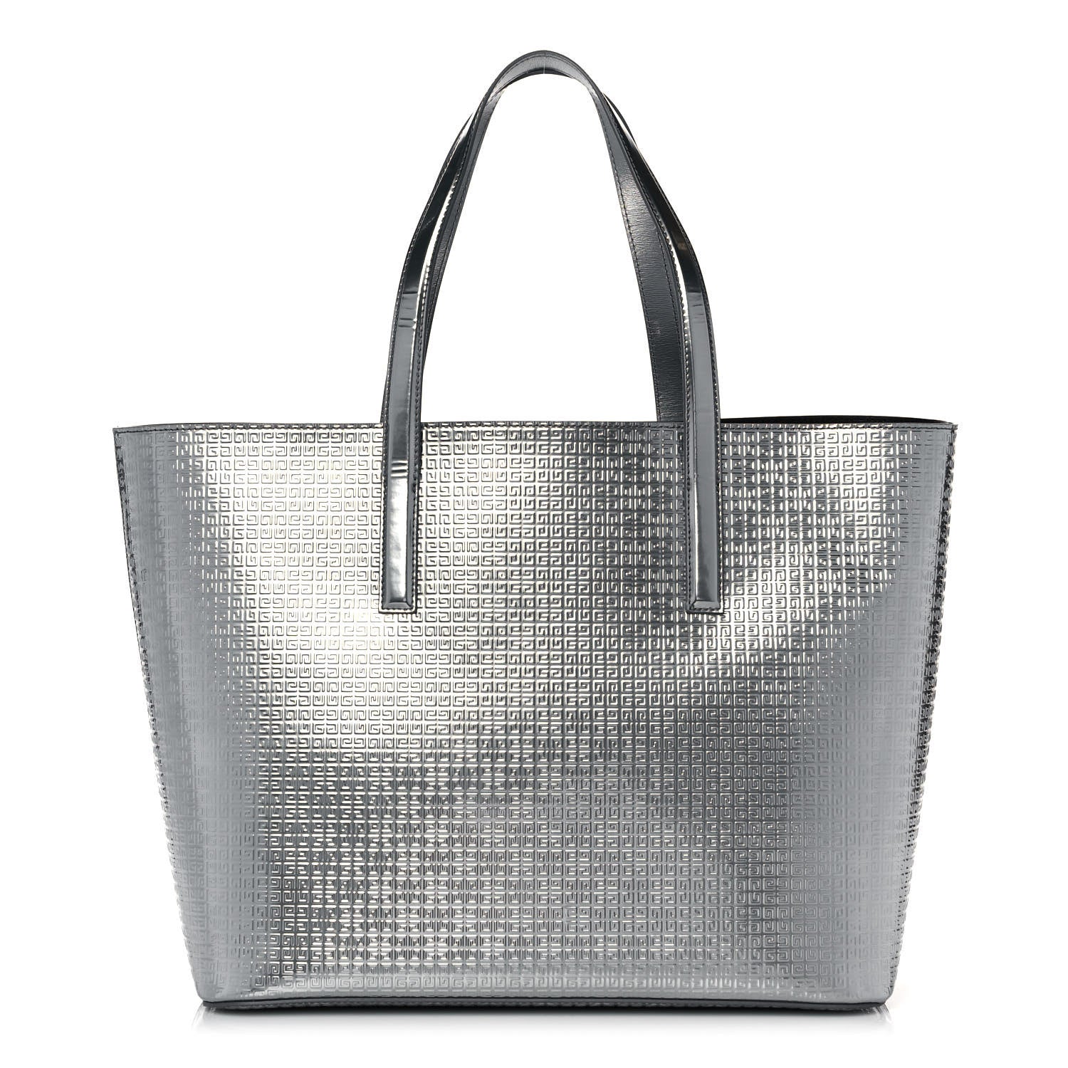 Givenchy Metallic Calfskin Logo Embossed Wing Shopper Tote Silver 3 of 16