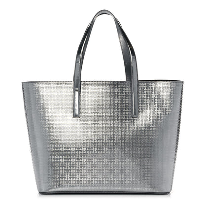 Givenchy Metallic Calfskin Logo Embossed Wing Shopper Tote Silver 3 of 16