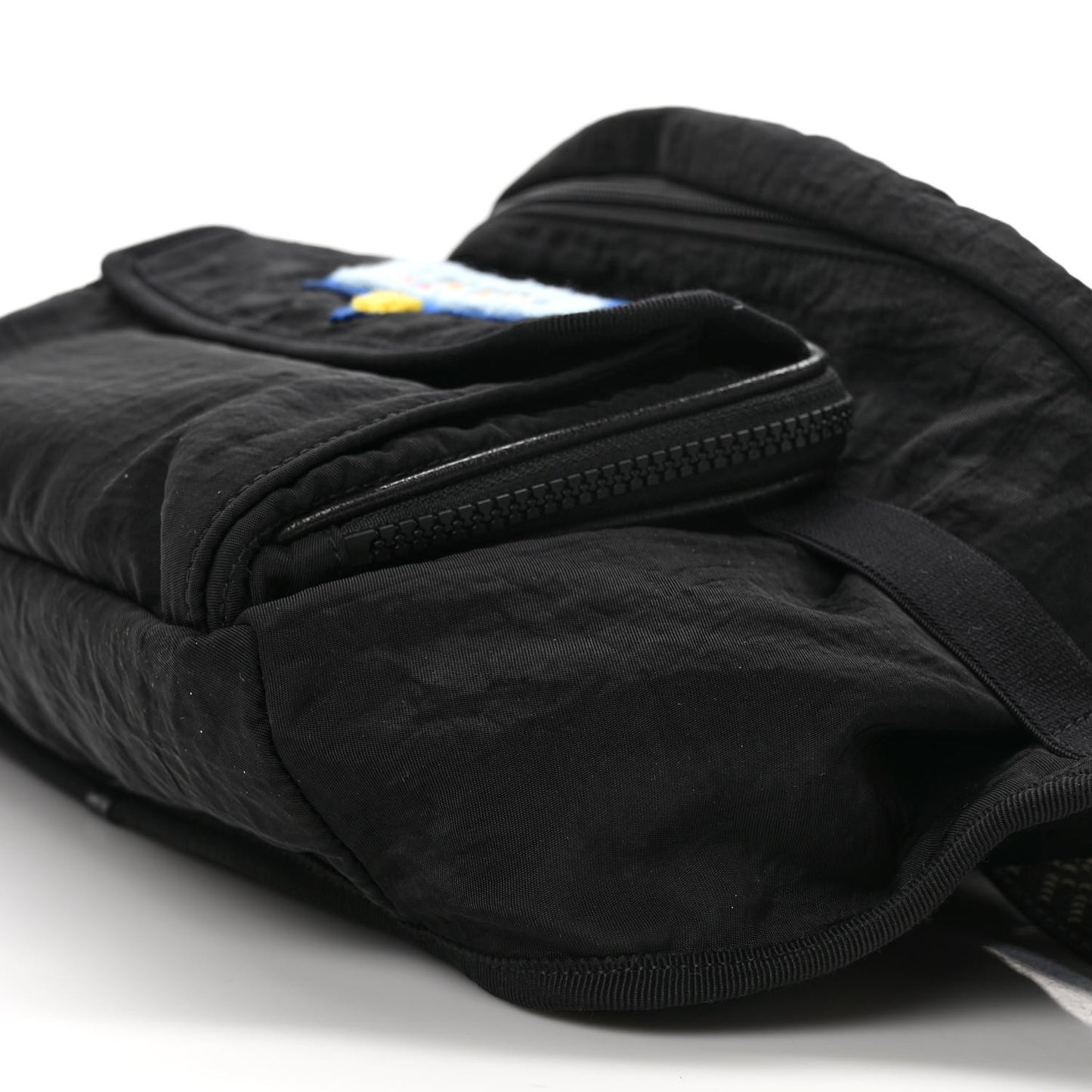 Nylon 80s Logo Patch Belt Bag Black