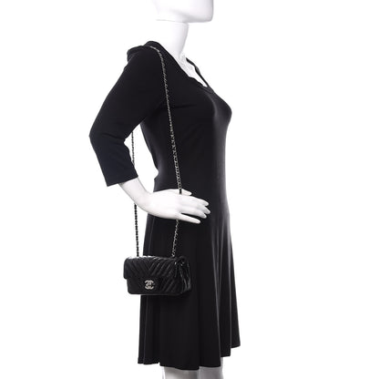 Chanel Patent Calfskin Chevron Quilted Extra Mini Flap Black 2 of 10