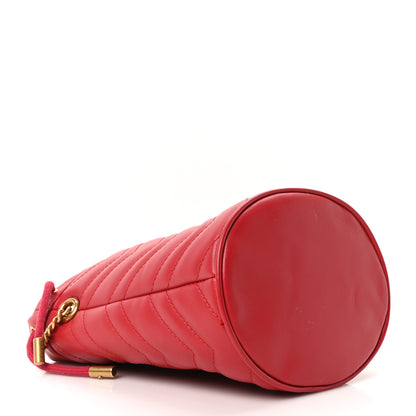 Gucci Calfskin Matelasse Mini GG Marmont 2.0 Bucket Bag Hibiscus Red 4 of 9