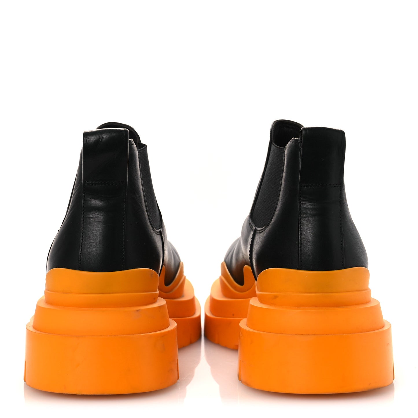 Calfskin The Tire Cropped Chelsea Boots 40.5 Black Tangerine