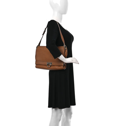 Salvatore Ferragamo Calfskin Gancini Flap Shoulder Bag Brown 2 of 10
