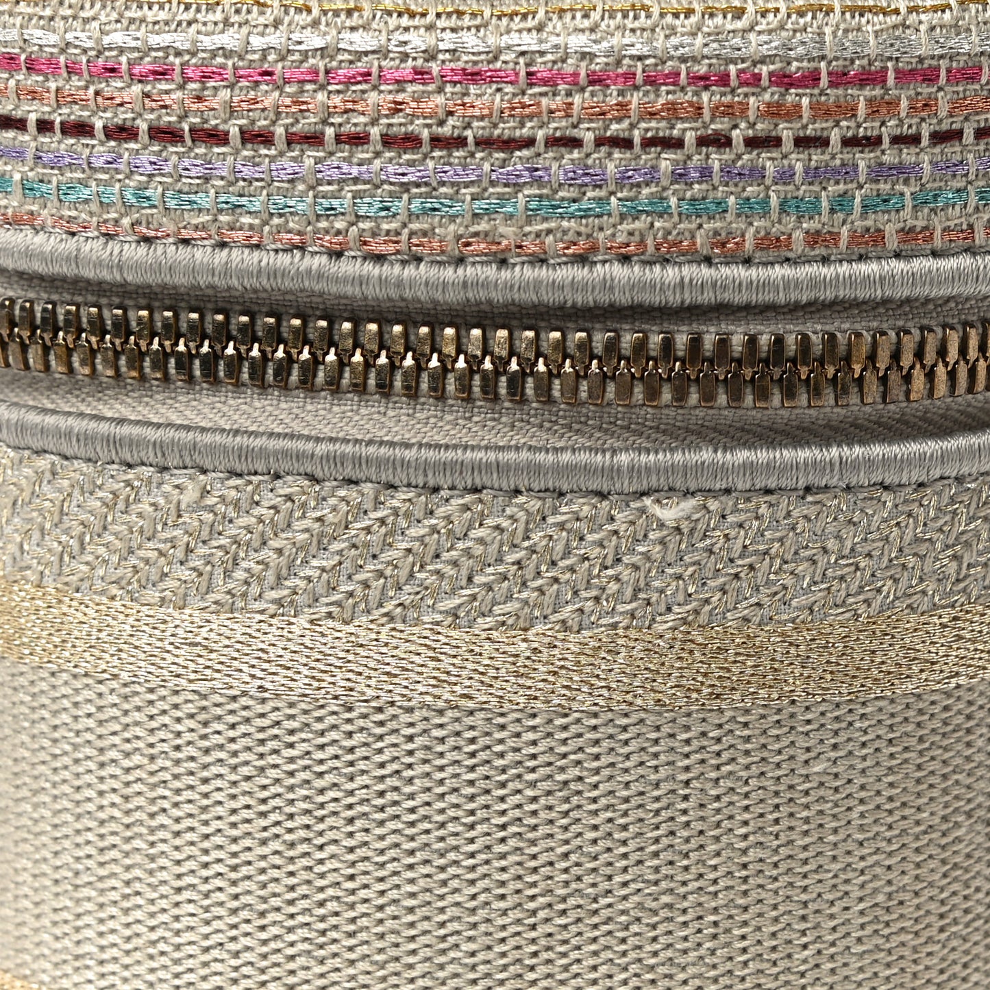 Canvas Embroidered Stripes Diortravel Vanity Case Multicolor