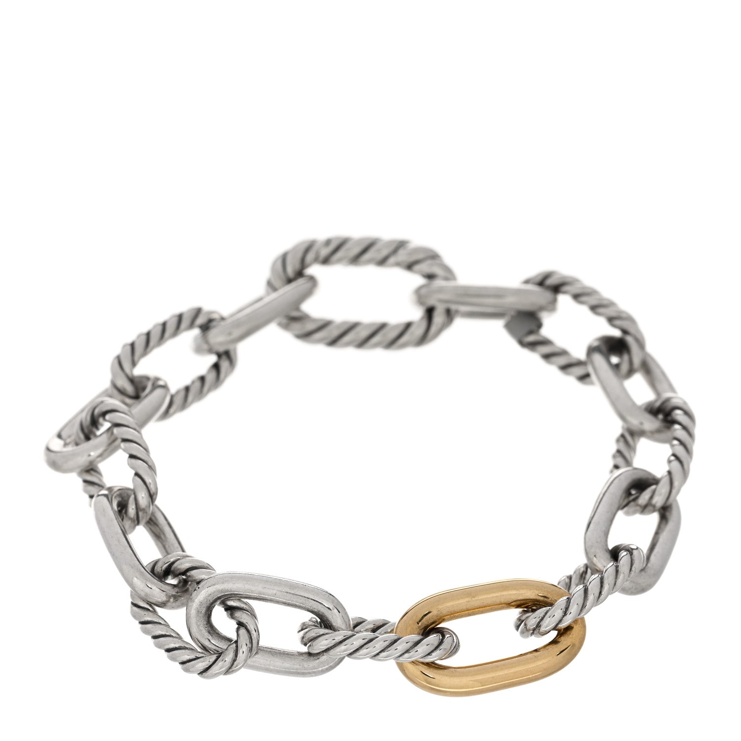 David Yurman Sterling Silver 18K Yellow Gold 8.5mm Madison Chain Bracelet 1 of 3