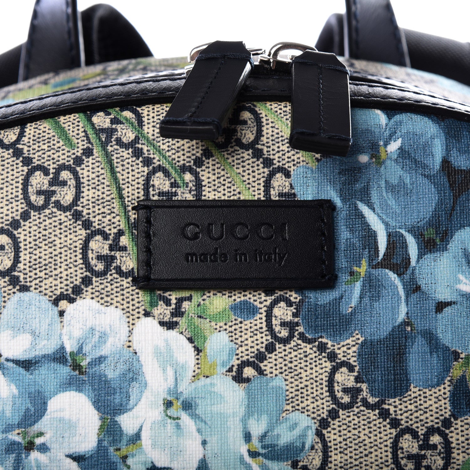 Gucci GG Supreme Monogram Blooms Medium Day Backpack Beige Blue Navy 10 of 12