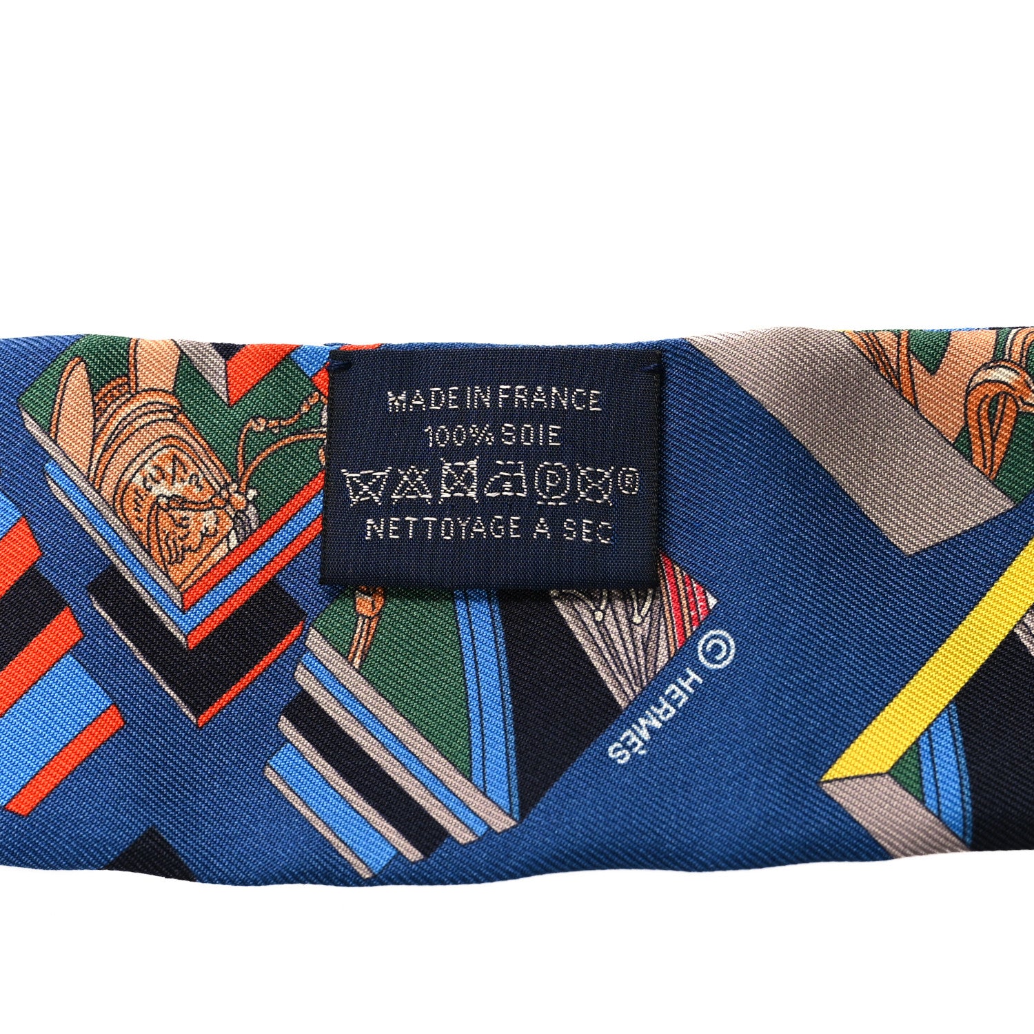 Hermes Silk Springs Springs Twilly Marine Vert Jaune 3 of 3